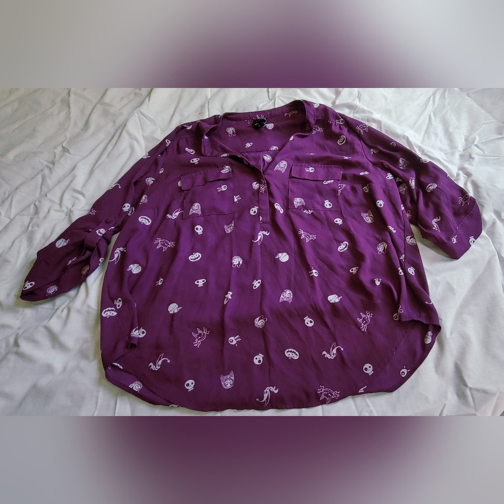 Disney The Nightmare Before Christmas Characters Georgette Pullover Blouse - Picture 5 of 6
